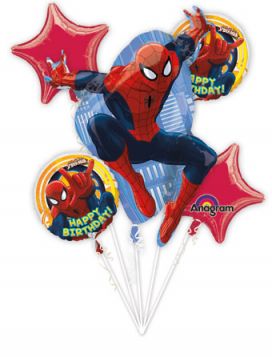 Spider Man Balloon Bouquet  5pc