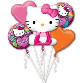 Hello Kitty Rainbow Happy Birthday Foil Balloon Bouquet (5 piece)