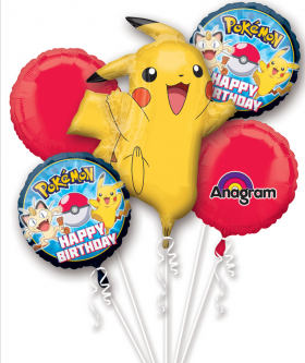 Pokemon Birthday Balloon Bouquet  5pc