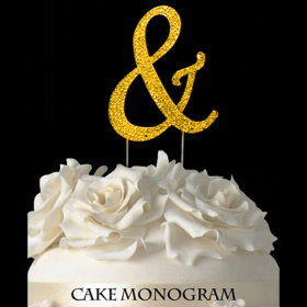 Gold Monogram Cake Topper - &