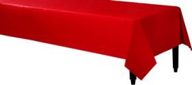 Apple Red Rectangular Plastic Table Cover 