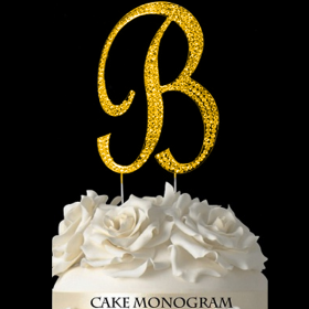 Gold Monogram Cake Topper - B