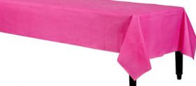  Bright Pink Rectangular Plastic Table Cover     