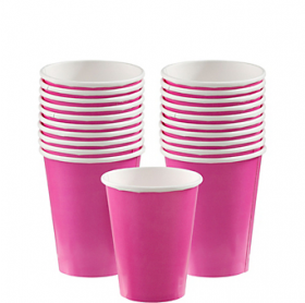 Bright Pink Paper Cups 20ct