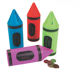 Plastic Crayon Banks 1 Doz
