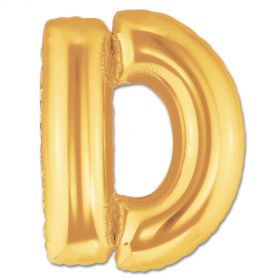 34" Inch Letter D Gold Giant Foil Balloon Uninflated