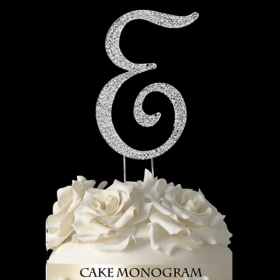 Silver Monogram Cake Topper - E