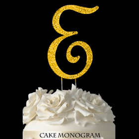 Gold Monogram Cake Topper - E