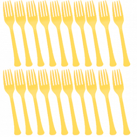 Light Yellow Premium Quality Plastic Forks 20ct