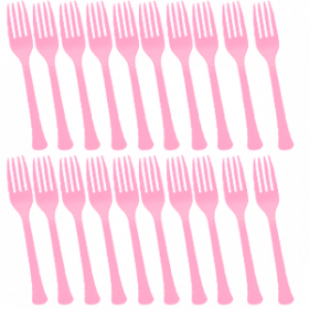 New Pink Premium Quality Plastic Forks 20ct