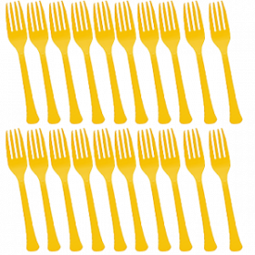 Yellow Sunshine Premium Quality Plastic Forks 20ct