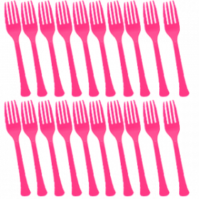 Bright Pink Premium Quality Plastic Forks 20ct