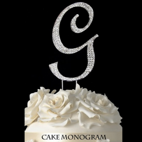 Silver Monogram Cake Topper - G