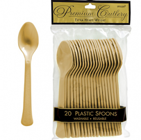 Gold Sparkle  Premium Quality Plastic Spoons 20ct 