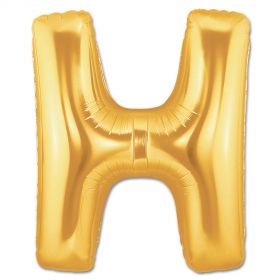 34" Inch Letter H Gold Giant Foil Balloon Uninflated