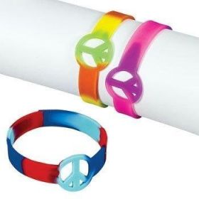 Rubber Tie-Dyed Peace Sign Bracelets