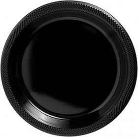Jet Black Plastic Dinner Plates 20ct