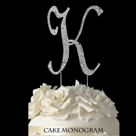 Silver Monogram Cake Topper - K