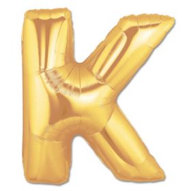 34" Inch Letter K Gold Giant Foil Balloon Uninflated