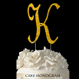 Gold Monogram Cake Topper - K