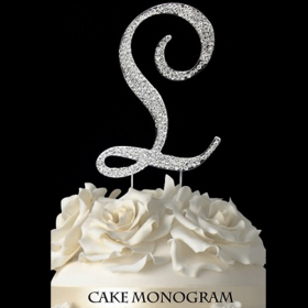 Silver Monogram Cake Topper - L