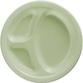 Leaf Green  Plastic Divided Dinner Plates 20ct