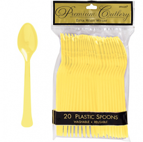 Light Yellow  Premium Quality Plastic Spoons 20ct