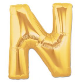 34" Inch Letter N Gold Giant Foil Balloon Uninflated