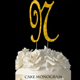 Gold Monogram Cake Topper - N