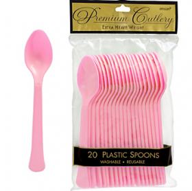 New Pink  Premium Quality Plastic Spoons 20ct