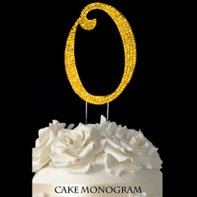 Gold Monogram Cake Topper - O
