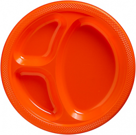 Orange Peel  Plastic Divided Dinner Plates 20ct 
