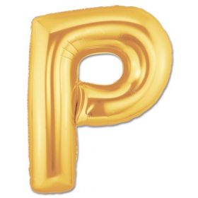 34" Inch Letter P Gold Giant Foil Balloon Uninflated