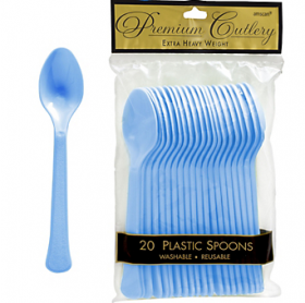 Pastel Blue  Premium Quality Plastic Spoons 20ct 