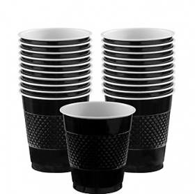 12oz Jet Black Plastic Cups 20ct