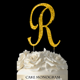 Gold Monogram Cake Topper - R