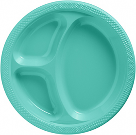 Robin's Egg Blue  Plastic Divided Dinner Plates 20ct 
