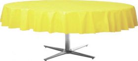 Light Yellow Round Plastic Table Cover 