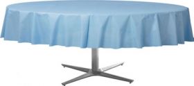 Pastel Blue Round Plastic Table Cover