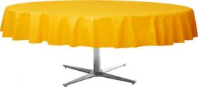 Yellow Sunshine Round Plastic Table Cover