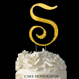 Gold Monogram Cake Topper - S