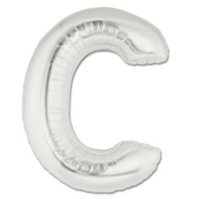 34" Inch Letter C Silver Giant Foil Balloon Uninflated