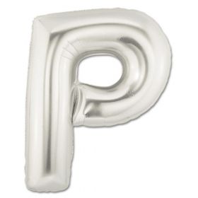 34" Inch Letter P Silver Giant Foil Balloon Uninflated