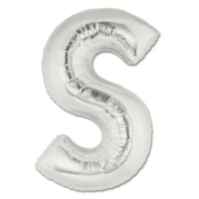 34" Inch Letter S Silver Giant Foil Balloon Uninflated