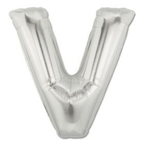 34" Inch Letter V Silver Giant Foil Balloon Uninflated