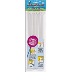 Balloon Sticks with White Cups (Package of 6)