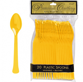 Yellow Sunshine Premium Quality Plastic Spoons 20ct