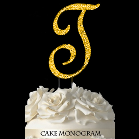 Gold Monogram Cake Topper - T