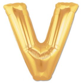 34" Inch Letter V Gold Giant Foil Balloon Uninflated