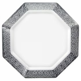 Lacetagon - 11" Pearl Plate - Silver Rim - 10 Count